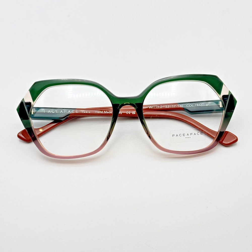 Face a Face Eyeglasses Frame WITTY 2 1946 Pink Green Italy 53-17-140 Authentic